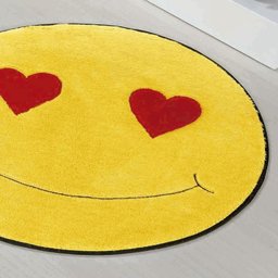 Tapete para Quarto Infantil Redondo Emoji Apaixonado Amarelo - 2
