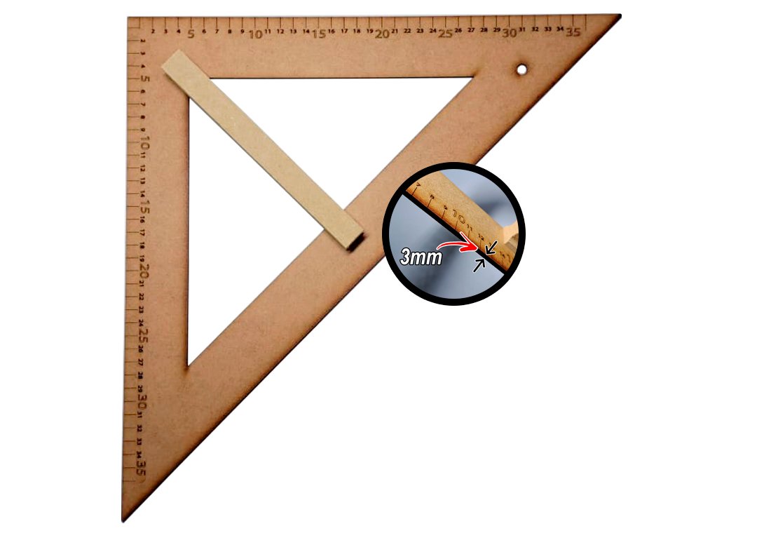 Kit Geométrico do Professor Mdf Com Régua 1 Metro, 1 Compasso Para Giz 40 cm, 1 Esquadro 30/60 Graus - 4
