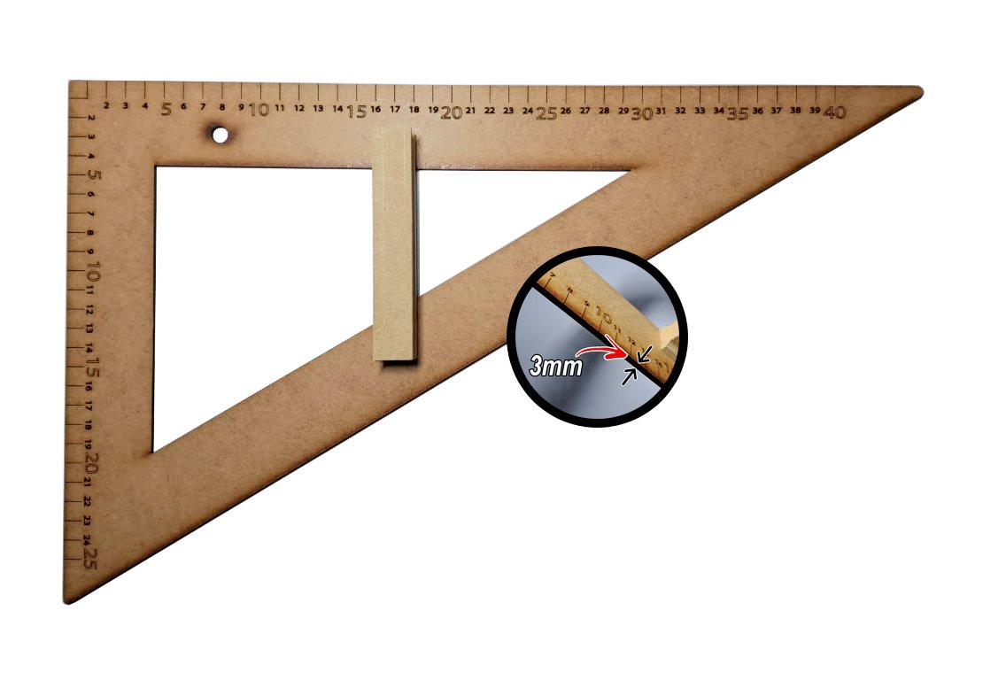 Kit Geométrico do Professor Mdf Com Régua 1 Metro, 1 Compasso Para Giz 40 cm, 1 Esquadro 30/60 Graus - 3