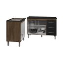 Ver imagem 4 de Balcão para Cooktop 4 Bocas Fran e Armário Bruna 118 Cm Cozinha Gabinete Savana Preto com Tampo Tamp