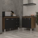 Ver imagem 3 de Balcão para Cooktop 4 Bocas Fran e Armário Bruna 118 Cm Cozinha Gabinete Savana Preto com Tampo Tamp