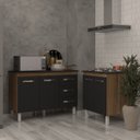 Ver imagem 2 de Balcão para Cooktop 4 Bocas Fran e Armário Bruna 118 Cm Cozinha Gabinete Savana Preto com Tampo Tamp