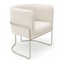 Ver imagem 4 de Kit 2 Poltronas Mono Base Champagne Bouclé Off White - Sallar Home