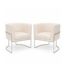 Ver imagem 1 de Kit 2 Poltronas Mono Base Champagne Bouclé Off White - Sallar Home
