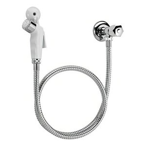 Ducha Higiênica Completa Abs Branco com Registro 1/4 Volta Acabamento Cromado Cor Prateado