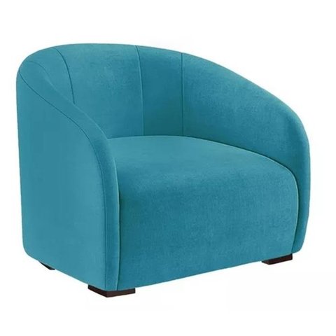 Kit 2 Poltronas Decorativa Estofada Recepção Julia Suede Azul Turquesa - Lm Decor