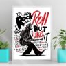 Quadro Decorativo Macaco It´s Only Rock And Roll 33x24cm - com vidro:Madeira preta - 1