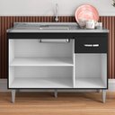 Ver imagem 7 de Balcão Gabinete Com Pia Inox 120cm 3 Portas e 1 Gaveta Gabriela Preto - AJL Móveis