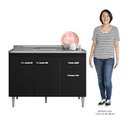 Ver imagem 6 de Balcão Gabinete Com Pia Inox 120cm 3 Portas e 1 Gaveta Gabriela Preto - AJL Móveis