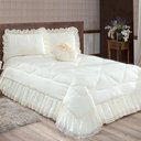 Ver imagem 1 de Colcha Casal Queen Coleção Charme Renda 04 Peças - Palha