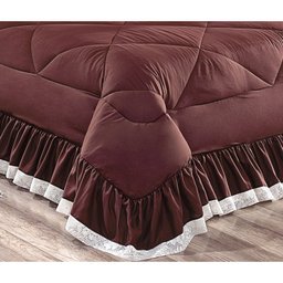 Colcha Casal Queen Coleção Charme Renda 04 Peças - Tabaco - 3 Colcha Casal Queen Coleção Charme Renda 04 Peças - Tabaco - 3
