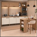 Ver imagem 1 de Kit Cozinha Compacta Roma com Bancada Menu Móveis Off White/Freijó