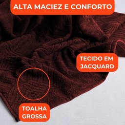 Jogo de Toalhas de Banho 100% Algodão 5 Peças Completo Max Sonhare Sultan Malbec e Branco - 4