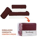 Ver imagem 3 de Jogo de Toalhas de Banho 100% Algodão 5 Peças Completo Max Sonhare Sultan Malbec e Branco