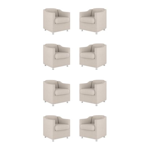 Kit 8 Poltronas Tilla Decorativas Consultório Sala Tecido Suede Cor:Bege