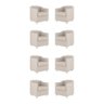 Kit 8 Poltronas Tilla Decorativas Consultório Sala Tecido Suede Cor:Bege - 1