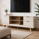 Ver imagem 3 de Rack para Sala de Estar TV 65 pol 160cm 1 Porta 2 Gavetas Vermont A05 Off White Carvalho - Lyam