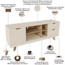 Ver imagem 5 de Rack para Sala de Estar TV 65 pol 160cm 1 Porta 2 Gavetas Vermont A05 Off White Carvalho - Lyam