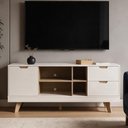 Ver imagem 4 de Rack para Sala de Estar TV 65 pol 160cm 1 Porta 2 Gavetas Vermont A05 Off White Carvalho - Lyam