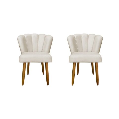 Kit 2 Cadeiras Flor Luxo Mesa de Jantar Moderna Balaqui Decor Bege