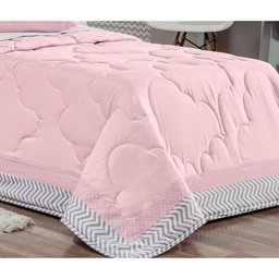 Cobre Leito Solteiro Petit Rosa 03 Peças Com Almofada Nuvem - 2 Cobre Leito Solteiro Petit Rosa 03 Peças Com Almofada Nuvem - 2