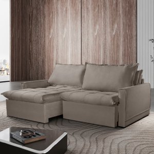 Sofá Cama Amsterdã  Caixa Zero 220m Retrátil e Reclinável com Almofadas Soltas - Movenzo Estofados