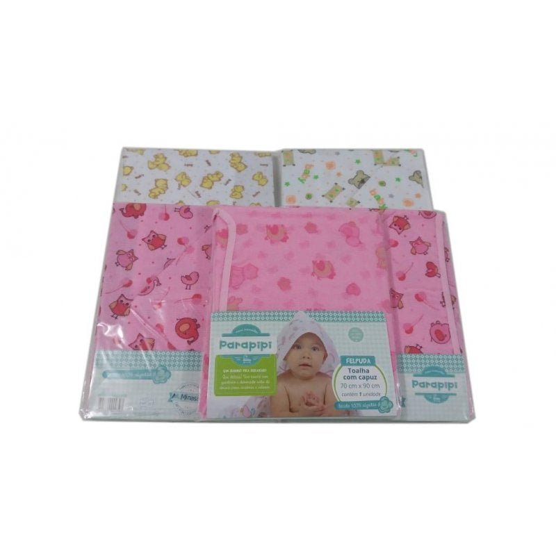 Kit 10 Toalha Felpuda com Capuz Bebê para Menina