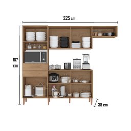 Cozinha com Balcão Salinas Top com 6 Portas e 2 Gavetas 4244R Atualle - 4