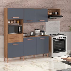 Cozinha com Balcão Salinas Top com 6 Portas e 2 Gavetas 4244R Atualle