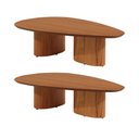 Ver imagem 2 de Conjunto com 2 Mesas de Centro Redonda Sala de Estar 120cm Ecos Base Madeira Maciça Mel