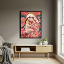 Ver imagem 1 de Quadro Arte de Virgem Maria Segurando Menino Jesus - 70x50cm:moldura Preta