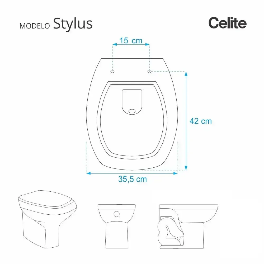 Assento Sanitário em MDF Stylus Branco para bacia Celite - 3