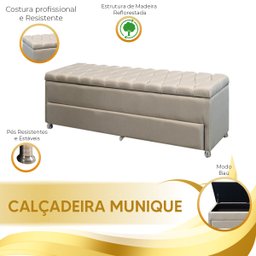 Calçadeira Sapateira Baú Munique 1.40 Linho Carvalho - Star Confort - 7