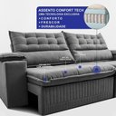 Ver imagem 4 de Sofá Retrátil e Reclinável 2,40m Molas Ensacadas Dream Velusoft Cinza Cama Inbox