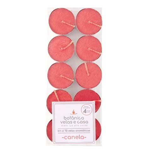 Kit C/10 Velas Rechaud Canela - 2cm Altura - 4hs de Queima