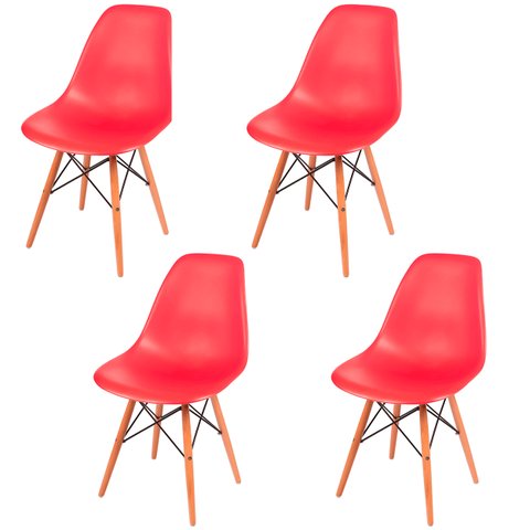 Kit 4 Cadeiras Eames Eifell 130pp Cor:vermelha