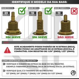 Acabamento para Chuveiro Registro Geral 1.1/2 50mm 1.1/4 Banheiro Quadrado Cromado Padrão Docol - 5
