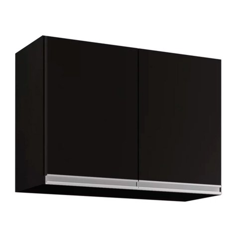 Armário Aéreo de Cozinha Lavanderia 02 Portas Eva 80 cm - D’Rossi Preto