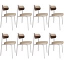 Ver imagem 1 de Kit 08 Cadeiras Estofada para Sala de Jantar Astrid Branco C01 Linho Areia Courino Whisky - Lyam Dec