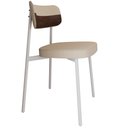 Ver imagem 3 de Kit 08 Cadeiras Estofada para Sala de Jantar Astrid Branco C01 Linho Areia Courino Whisky - Lyam Dec