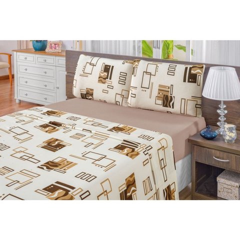 Jogo de Lençol Casal Queen Malha Quality 4 Peças Avelã