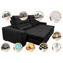 Ver imagem 3 de Sofá Retrátil e Reclinável 2,92m Molas Ensacadas Cama inBox Catar Velusoft Preto