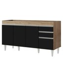 Ver imagem 7 de Armário de Cozinha Modulado de Canto Direito 4 Peças Cp40 Balcão sem Tampo Castanho/preto - Lumil Lu