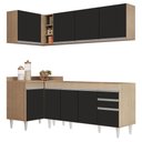 Ver imagem 1 de Armário de Cozinha Modulado de Canto Direito 4 Peças Cp40 Balcão sem Tampo Castanho/preto - Lumil Lu