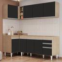 Ver imagem 2 de Armário de Cozinha Modulado de Canto Direito 4 Peças Cp40 Balcão sem Tampo Castanho/preto - Lumil Lu
