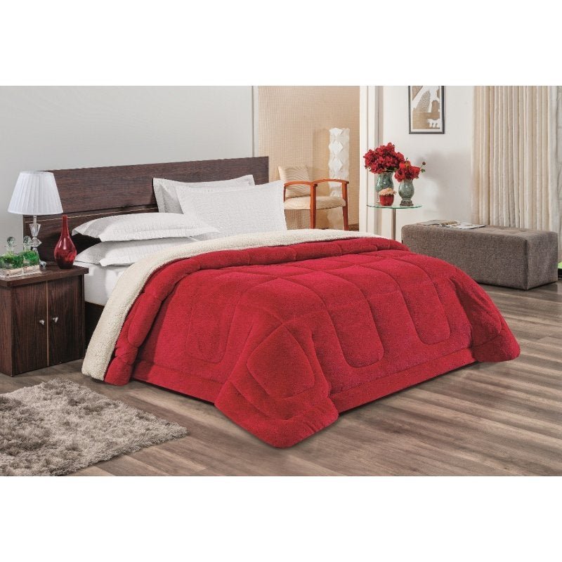 Coberdrom Everest Queen Sherpa Dupla Face Vermelho