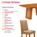 Ver imagem 7 de Mesa de Jantar Carolina Yasmin 180 cm Tampo MDF Canto Copo Laminado com 6 Cadeiras Moderna Mobília