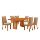 Ver imagem 1 de Mesa de Jantar Carolina Yasmin 180 cm Tampo MDF Canto Copo Laminado com 6 Cadeiras Moderna Mobília