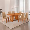 Ver imagem 2 de Mesa de Jantar Carolina Yasmin 180 cm Tampo MDF Canto Copo Laminado com 6 Cadeiras Moderna Mobília