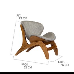 Kit 2 Poltronas Estofada Decorativa Pérola 76 x 72 Cm Madeira Maciça Imbuia Linho Cinza L55 - 4